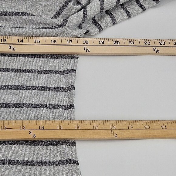 J. McLaughlin Ginger Metallic Stripe Sweater Silver Women’s Size S Preppy Party - Picture 7 of 11